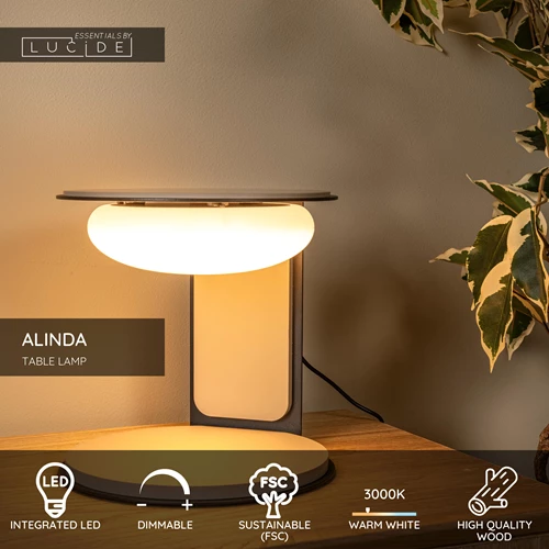 Lucide ALINDA - Table lamp - Ø 20 cm - LED Dim. - 1x9W 3000K - Taupe | Essential - USP